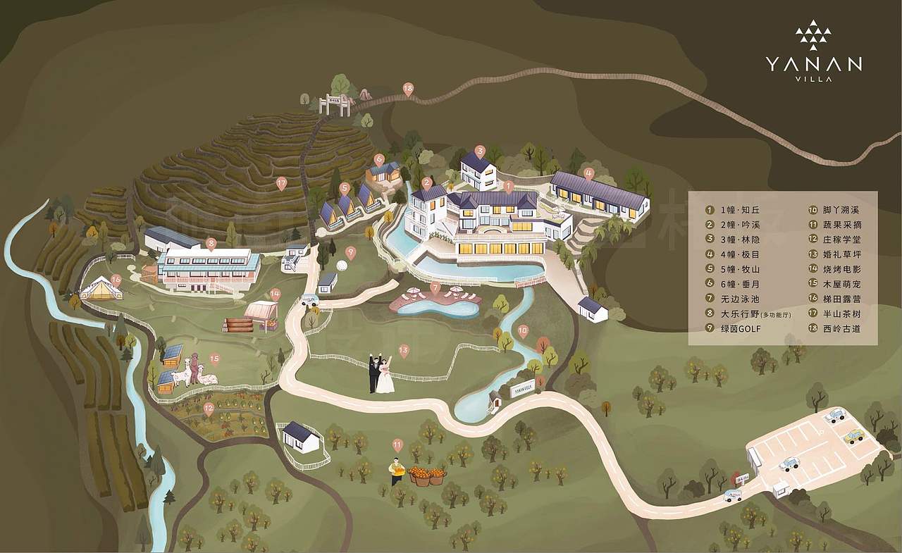 民宿酒店手绘地图定制.旅游景区手绘地图设计（图ZMzMxNDk3NjI0） - 商业插画 - 站酷设计师手绘地图原创素材 - 站酷ZCOOL