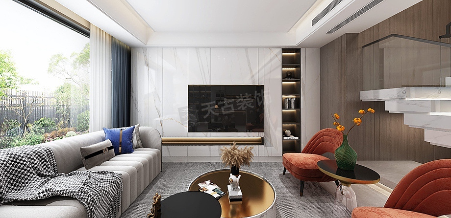 重庆南山郡叠拼户型装修案例,现代风格别墅设计效果图