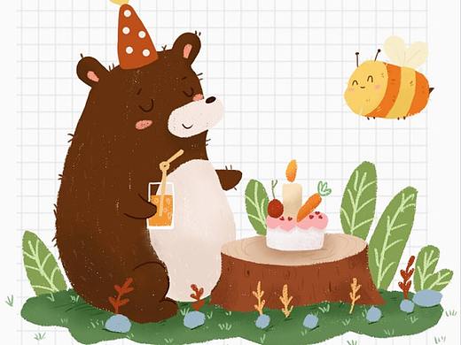 小熊熊的生日（个人主页-ZNTMxODY1MjA=） - 创作习作 - 站酷设计师玖微涵原创素材 - 站酷ZCOOL