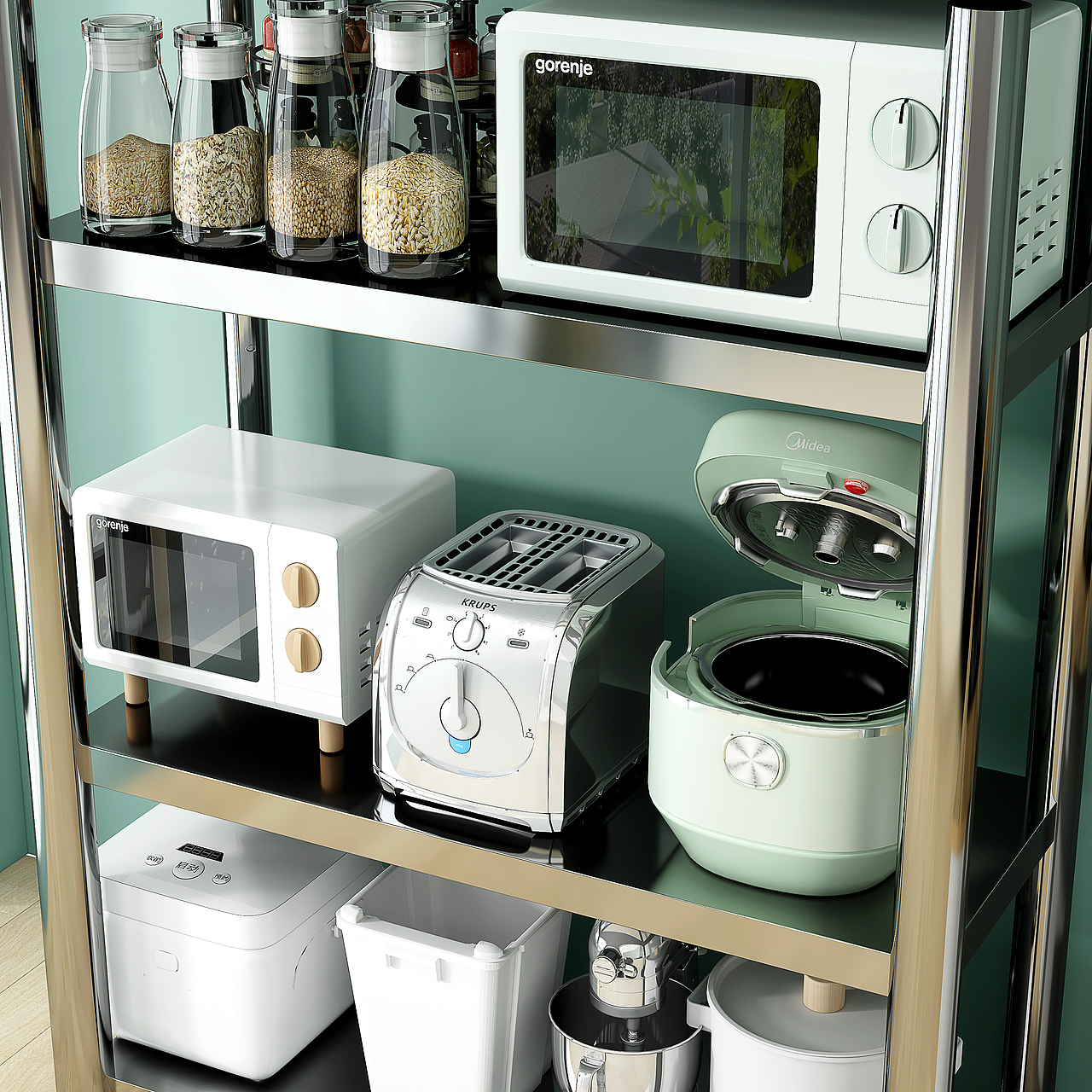 厨房不锈钢置物架三维建模渲染