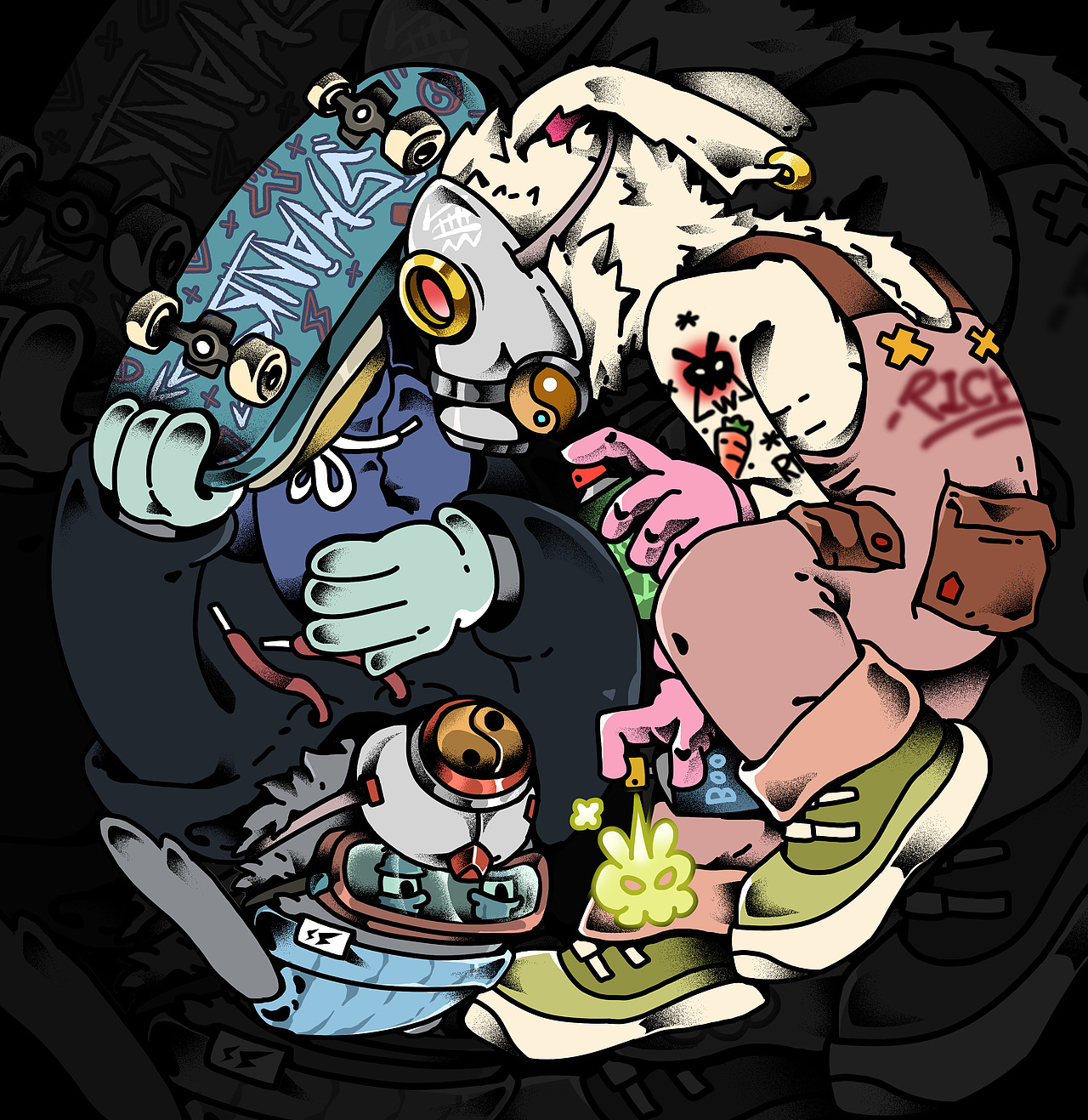 滑板日誌(图ZMzQwNTMzNTEy) - 新锐潮流插画 - 站酷设计师無了了三爷原创素材 - 站酷ZCOOL