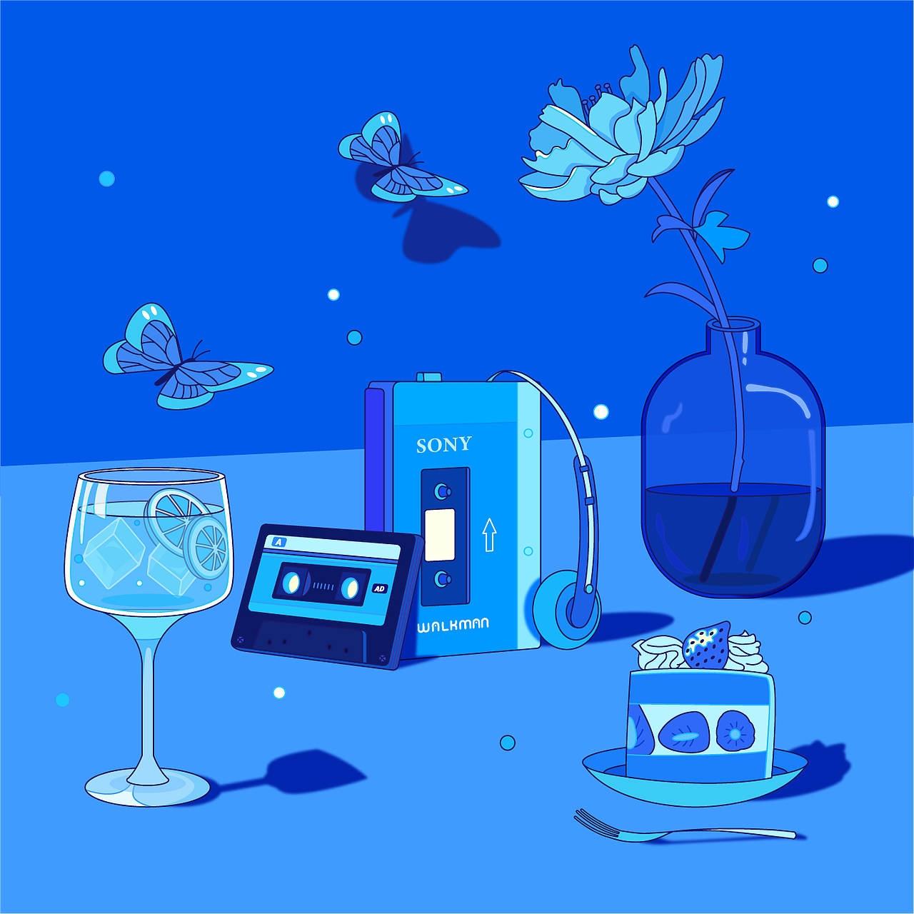 蓝色｜Still Here Still Life（图ZMzE3MjQxMTgw） - 商业插画 - 站酷设计师钟意ZY原创素材 - 站酷ZCOOL