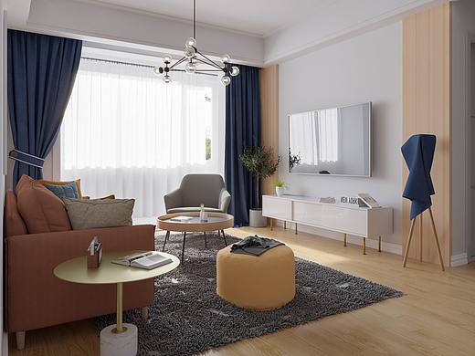 现代北欧客厅+卧室