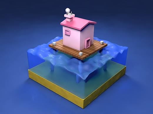 C4d 临摹海上小屋