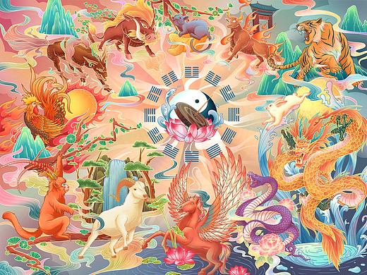 国风十二生肖系列插画