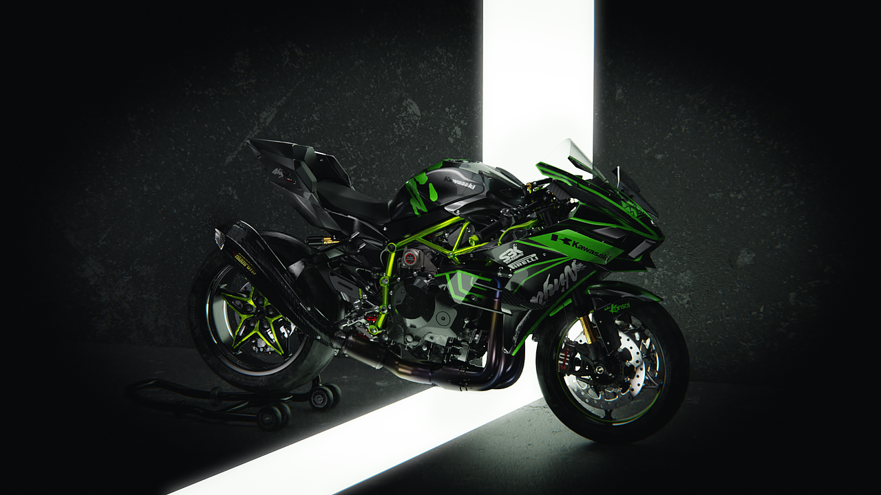 川崎Kawasaki Ninja H2R - Blender渲染（图ZMjczNzQ1NjEy） - 机械/交通 - 站酷设计师猫王阿祖原创素材 - 站酷ZCOOL