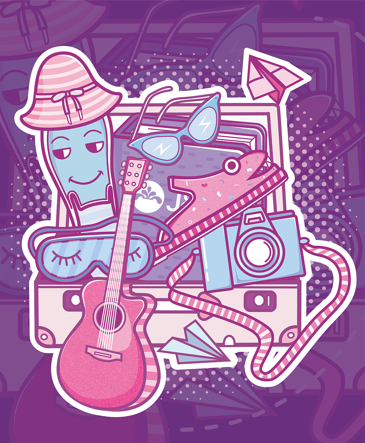 旅行（图ZMTQwODAyMzMy） - 新锐潮流插画 - 站酷设计师linhalei原创素材 - 站酷ZCOOL