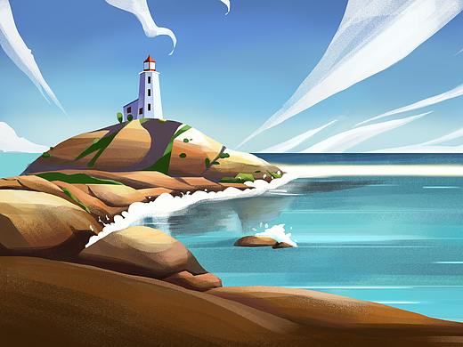 灯塔插画