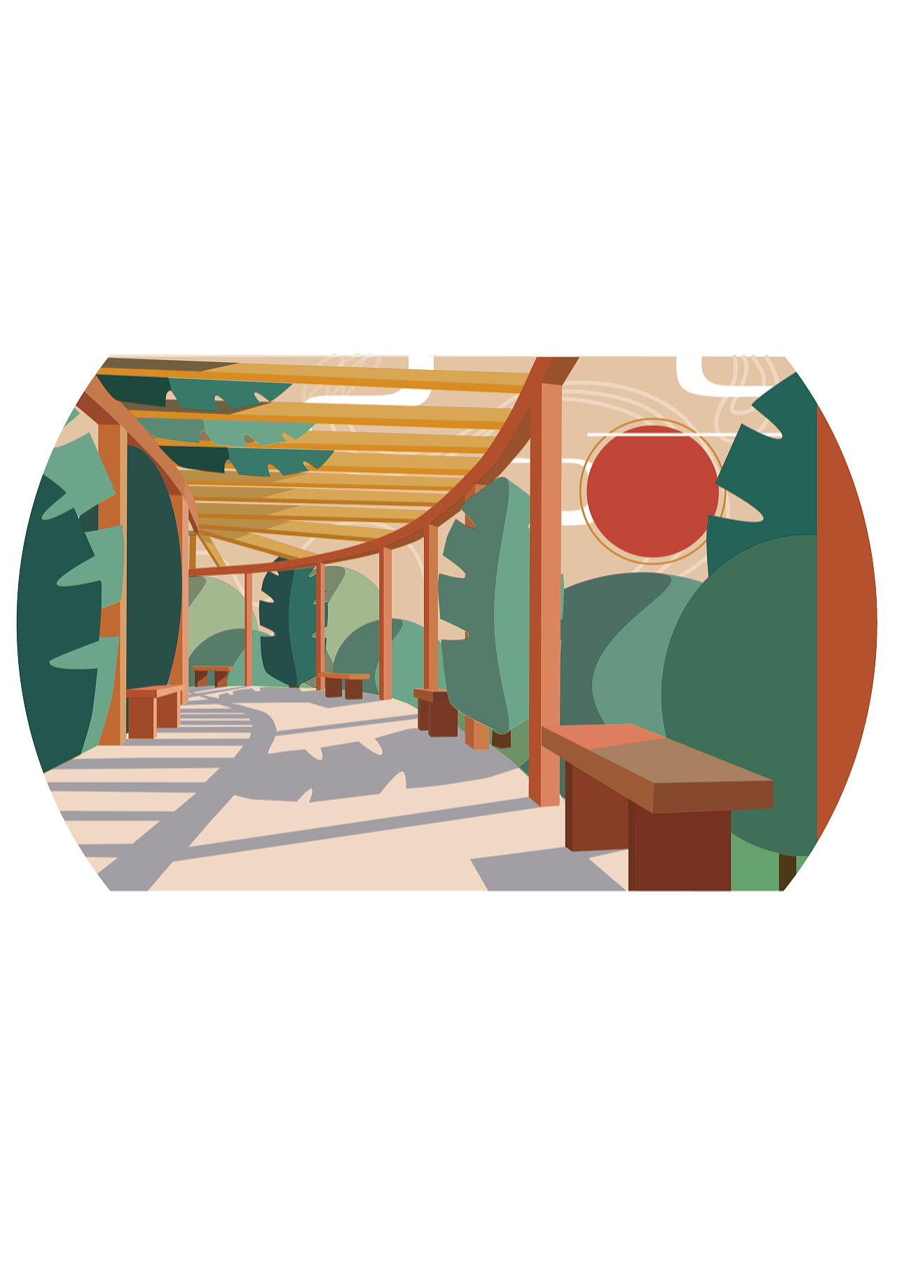 校园一角ai矢量插画练习