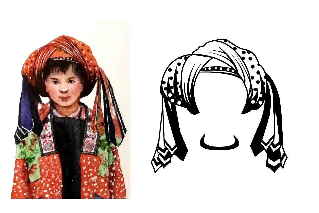 少数民族头饰手绘贴纸