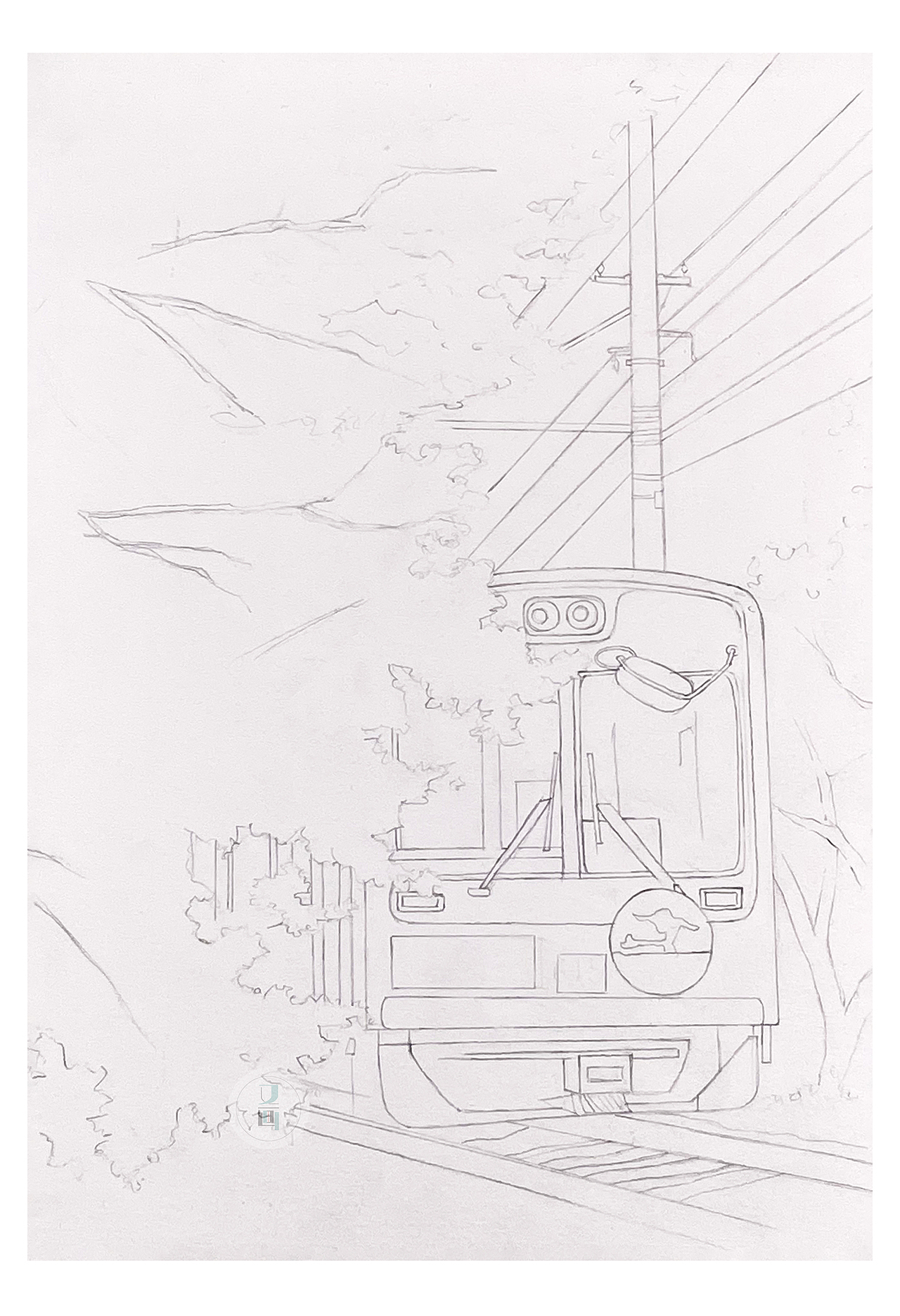 水彩风景——樱花列车绘画步骤分享