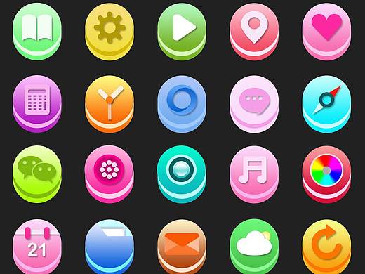 马卡龙手机主题图标展示