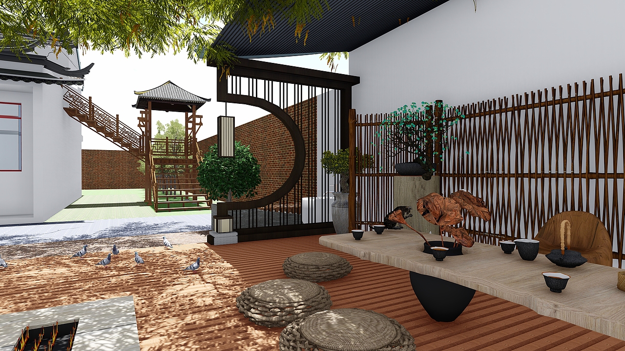 中式小院（图ZMTQ5NDY2NDYw） - 场景 - 站酷设计师孝非笑原创素材 - 站酷ZCOOL