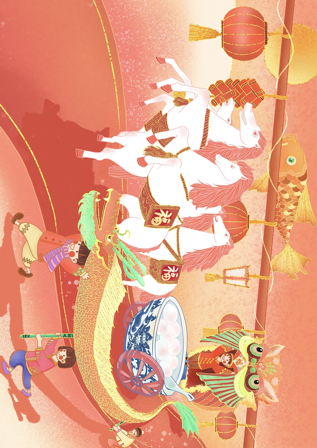 元宵节(温州)五马贺图