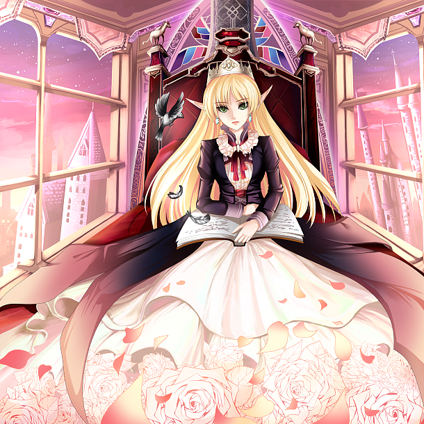 精灵公主-#日系二次元动漫厚涂插画哥特奇幻魔幻少女