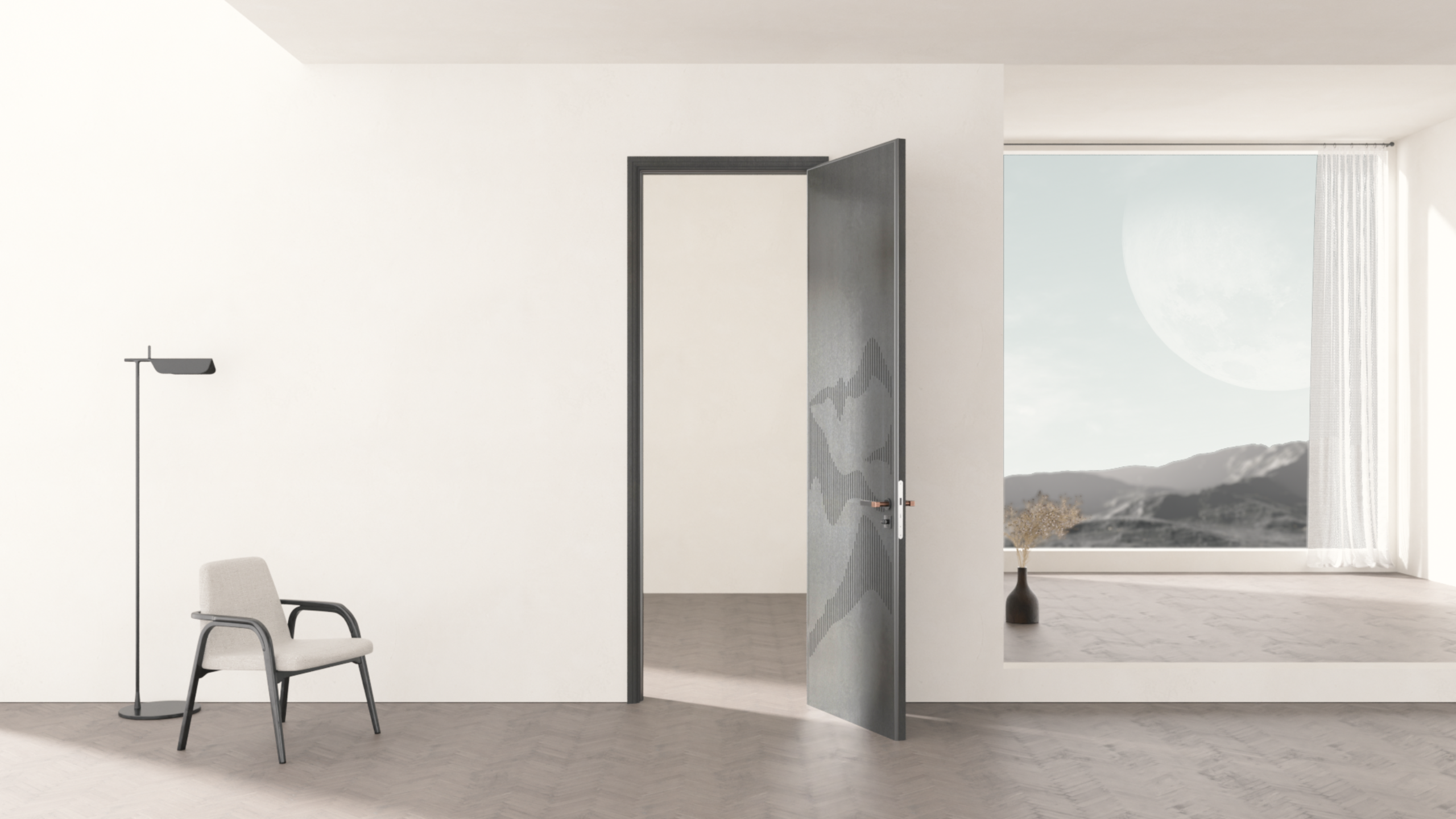 tata灰柳直纹木门