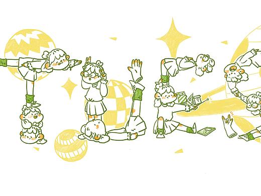 星期字母设计插画
