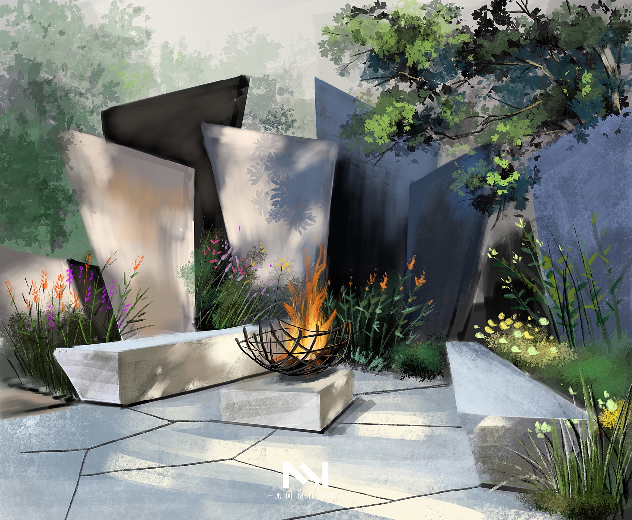 景观小品ipad手绘表现