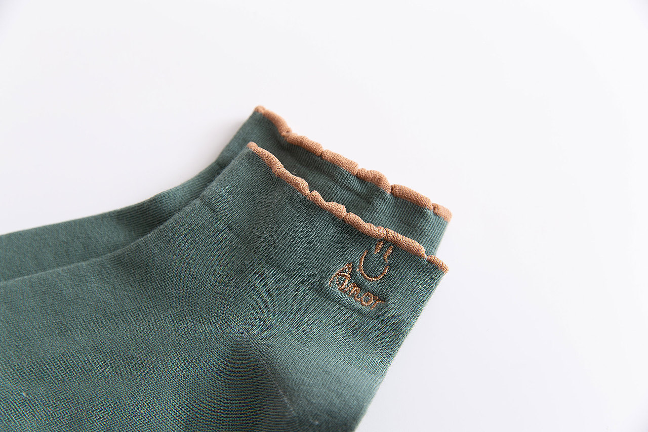 2020春夏女短袜刺绣后跟袜子可爱日系