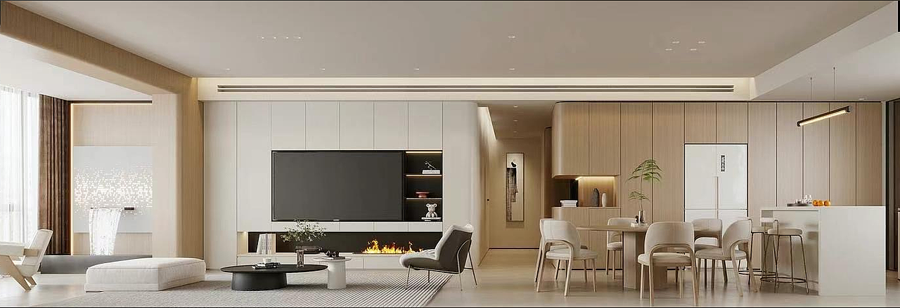 现代原木风平层设计