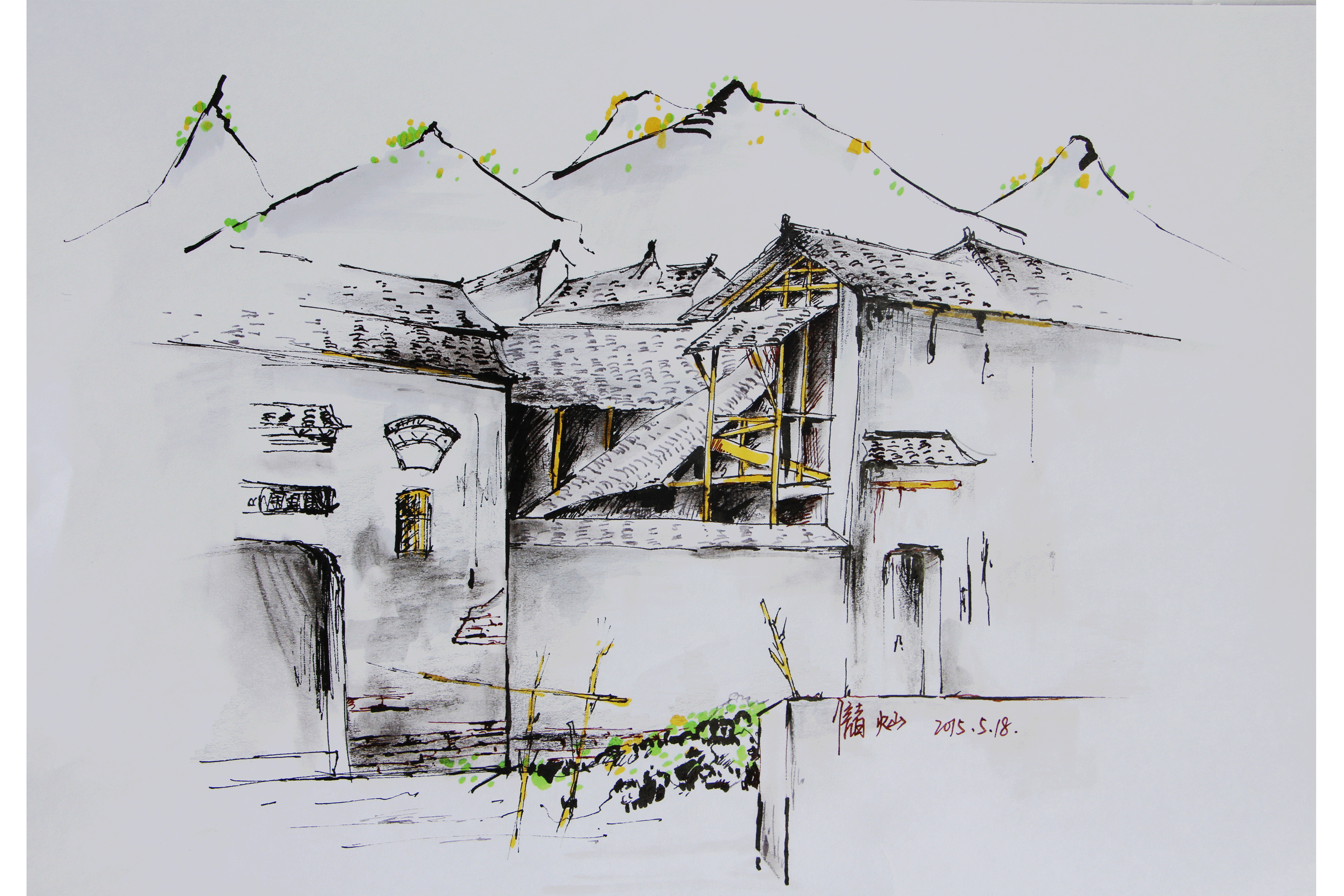 风景速写 山水画（图ZMjg5NzY1MjQ=） - 绘画 - 站酷设计师小火山爱设计原创素材 - 站酷ZCOOL