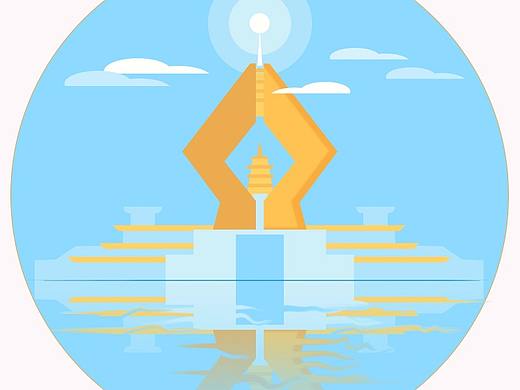 漸變插畫-景點-法門寺（個人主頁-ZNDI4NzQ2MDA=） - 商業(yè)插畫 - 站酷設(shè)計師潘美騰原創(chuàng)素材 - 站酷ZCOOL