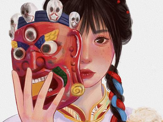 藏族姑娘（个人主页-ZNTU5MDYwNDQ=） - 创作习作 - 站酷设计师一条咸鱼0原创素材 - 站酷ZCOOL