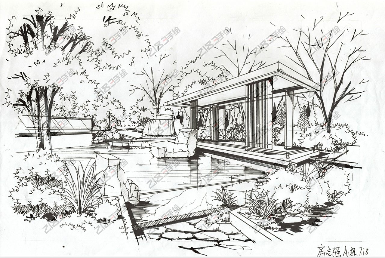 景观手绘效果图