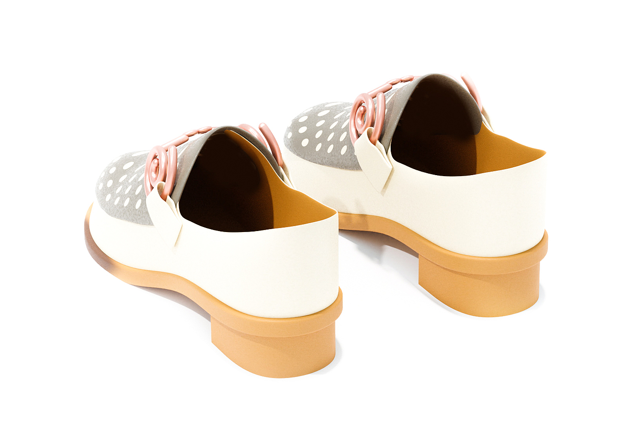 思加图奶油鞋——波点