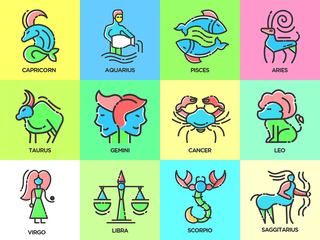 十二星座图标设计