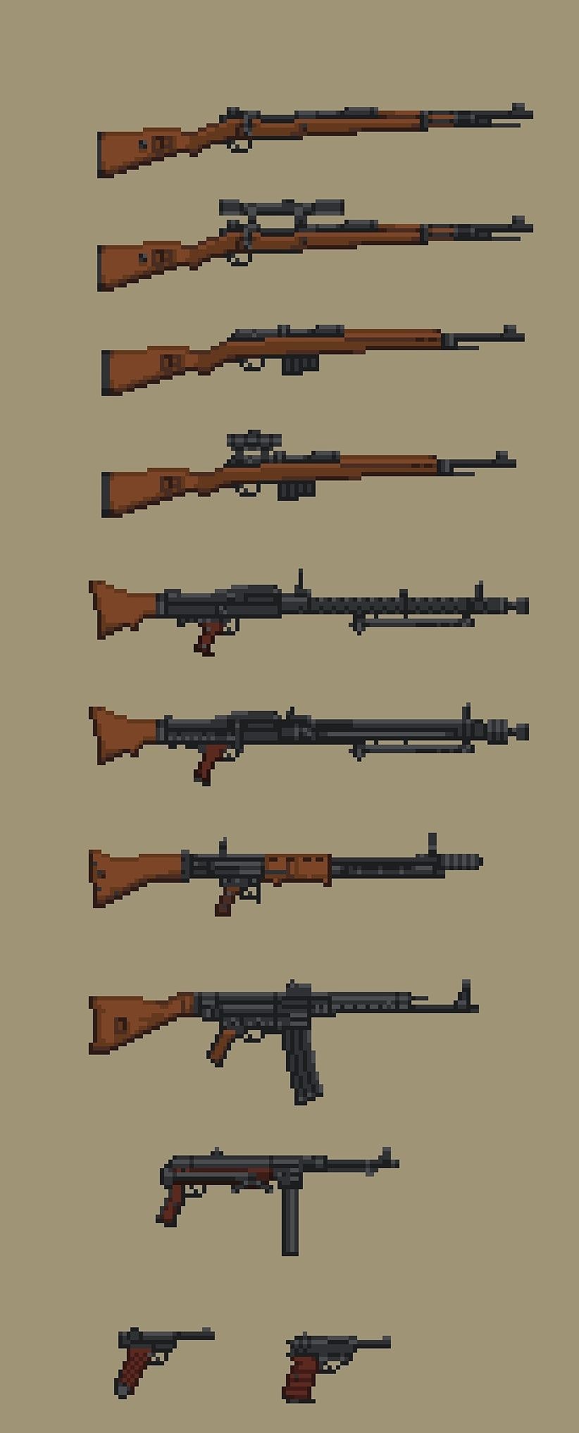 二战枪械火炮装甲（图ZMzI2MTE1OTIw） - 像素画 - 站酷设计师六六猫儿原创素材 - 站酷ZCOOL