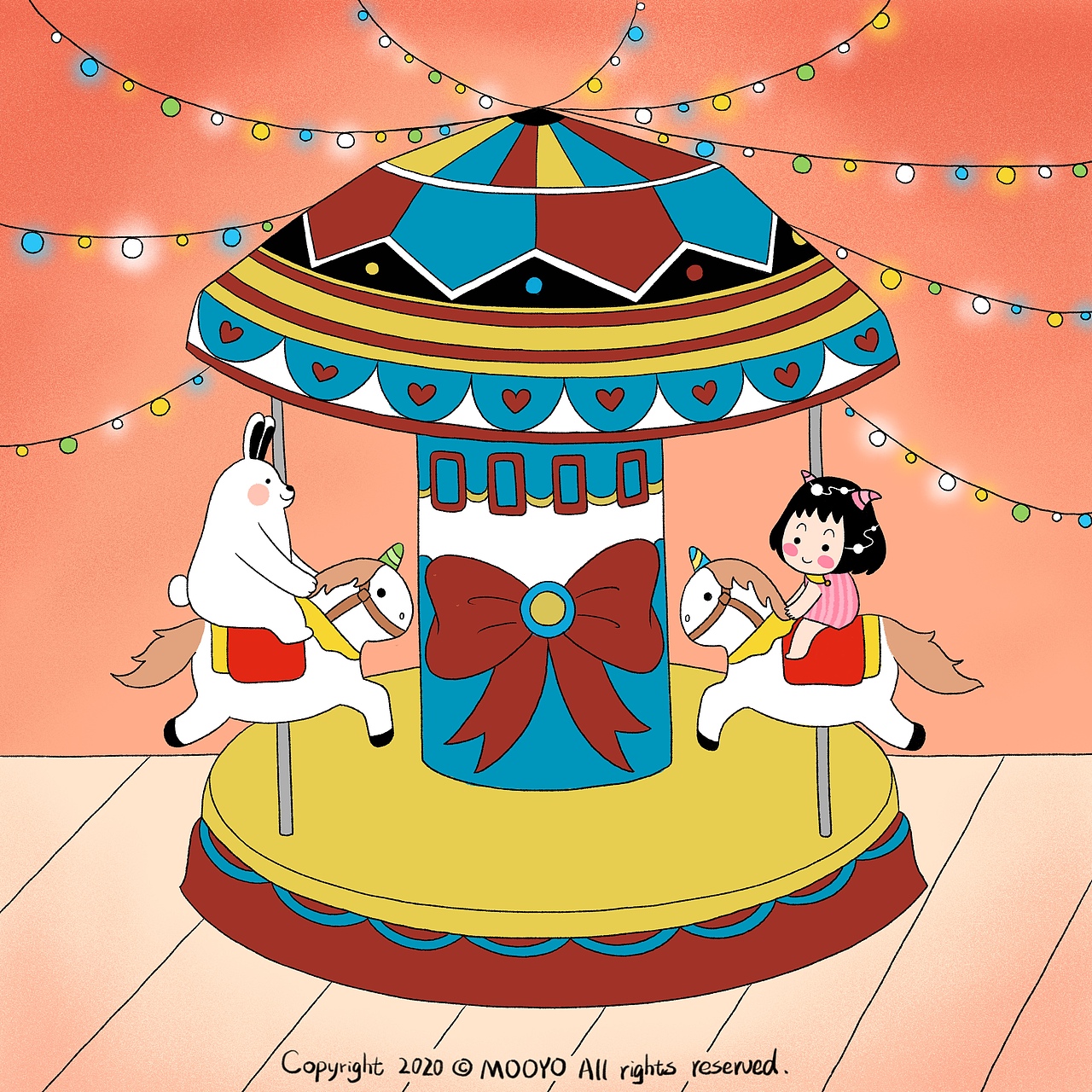 MOOYO 和大兔子 - 遇见甜蜜（图ZMjE4ODE5NjYw） - 艺术插画 - 站酷设计师MOOYO麻药原创素材 - 站酷ZCOOL