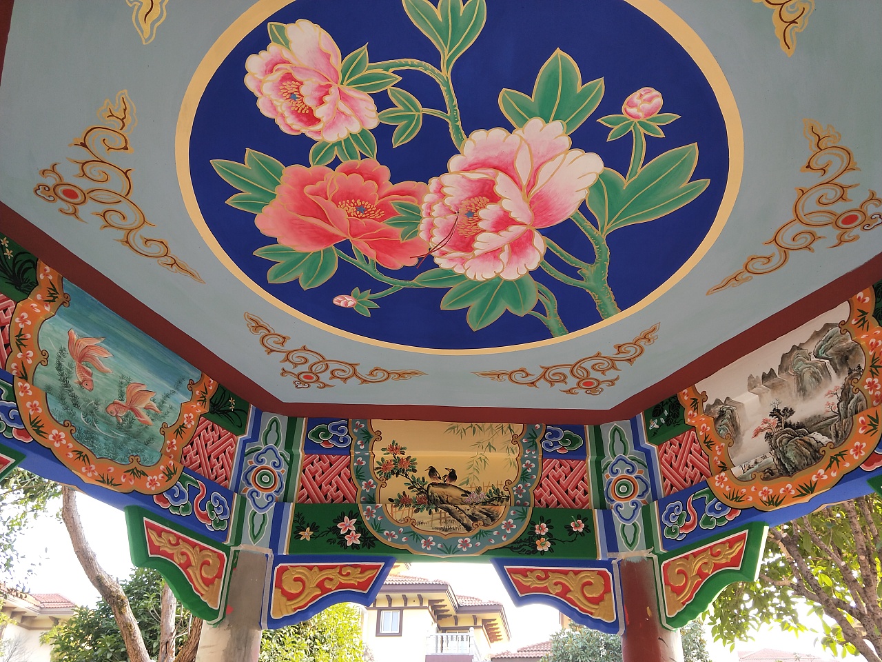 仿古建筑凉亭彩绘