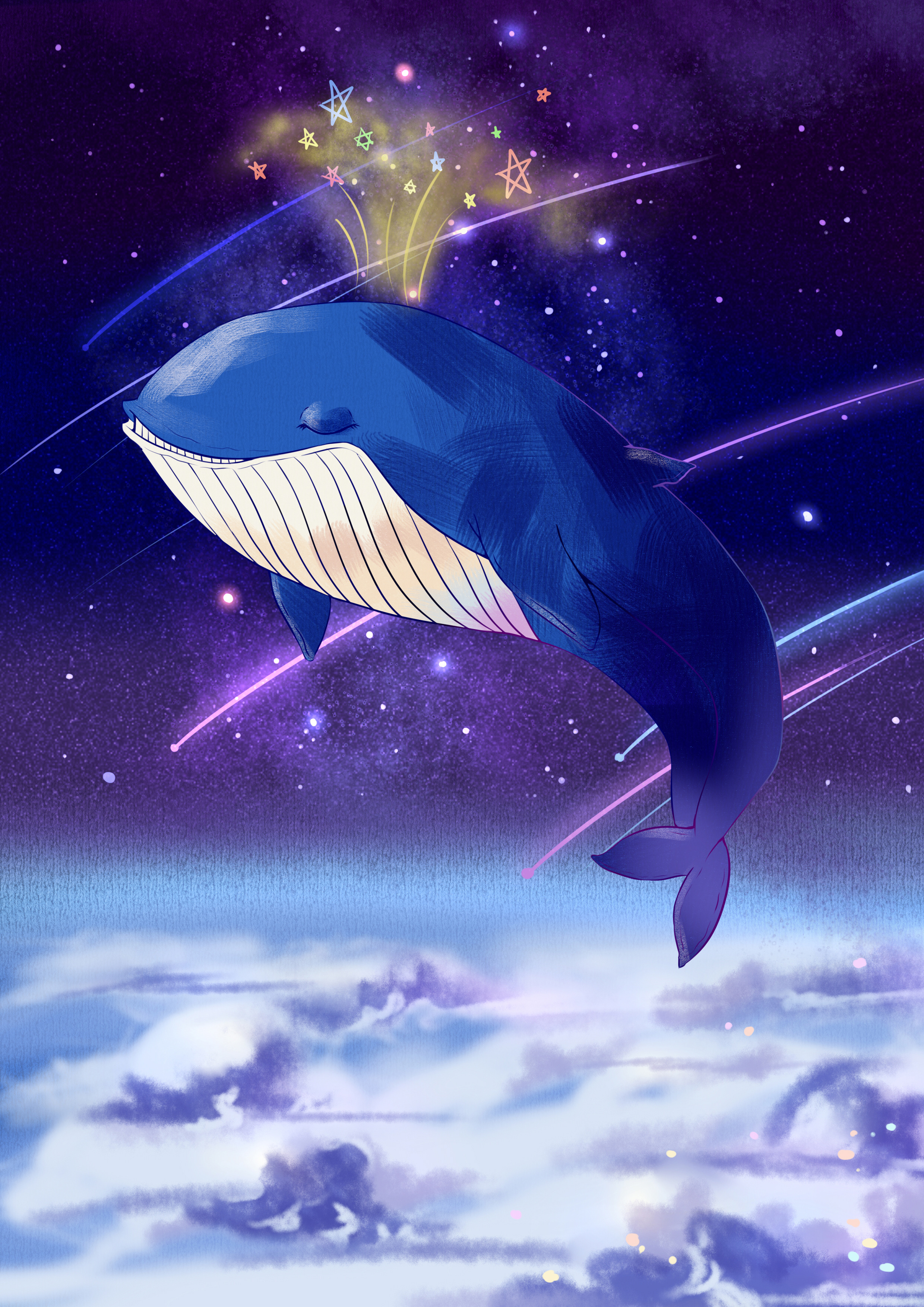 蓝鲸动漫图片 星空图片
