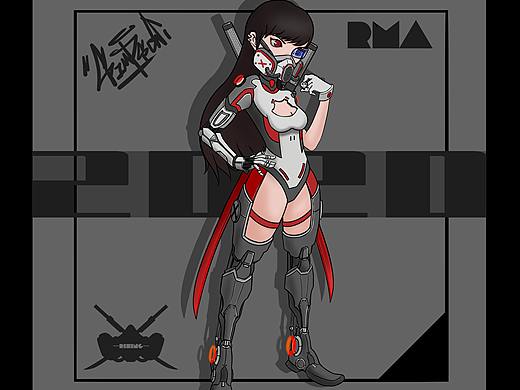 赛博半机械女性战士人物设定