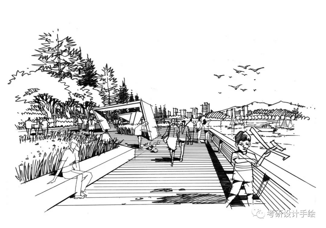 景观建规考研必藏手绘线稿干货线条61单体61小品61透视61鸟瞰