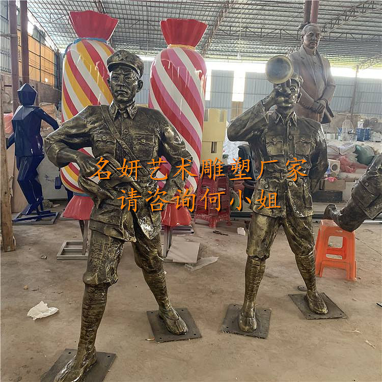 体验亲子活动景区装饰品玻璃钢小红军人偶雕塑卡通造型