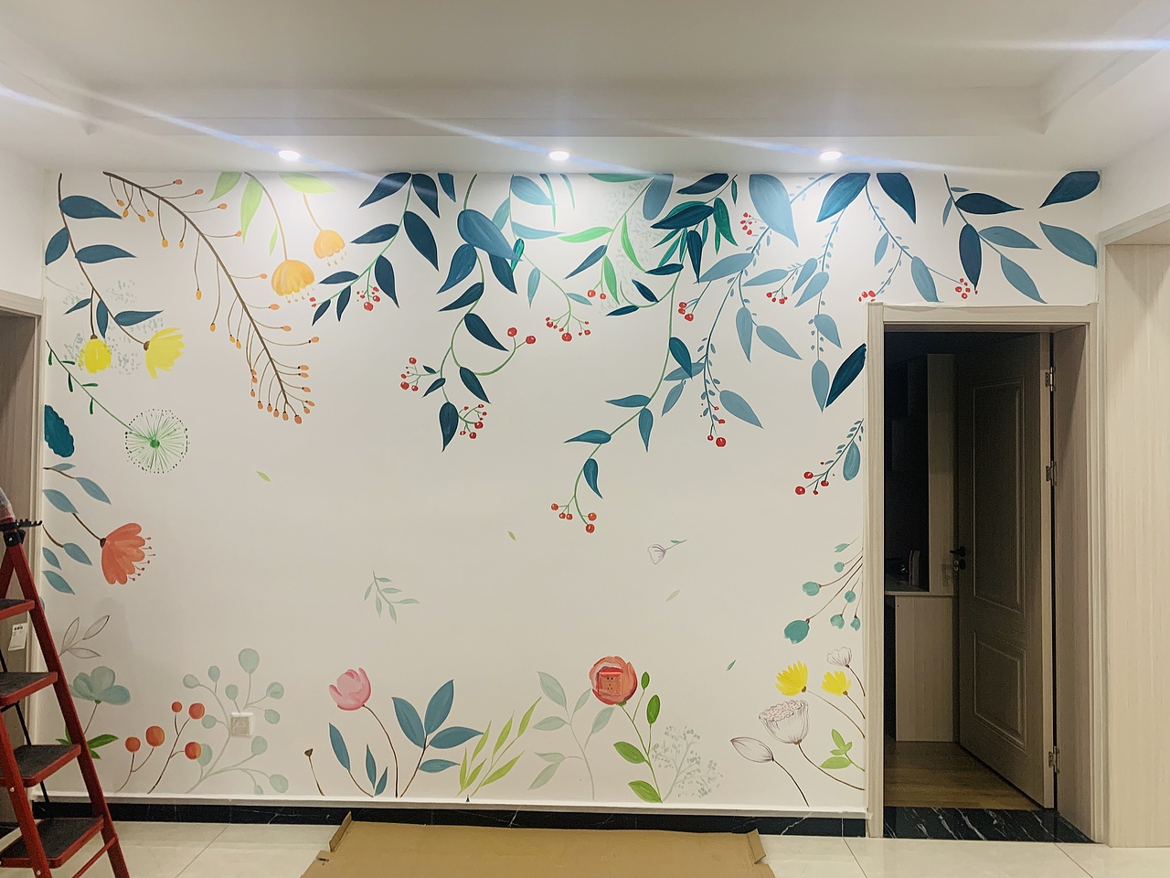 电视背景墙彩绘