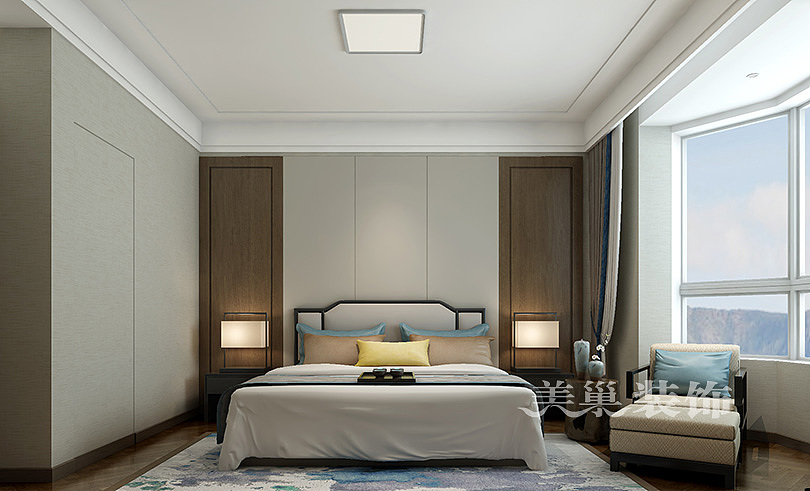 华尔中心160平方四室两厅新中式案例效果图（图ZMTIyODE2NzI0） - 家装设计 - 站酷设计师河南郑州美巢装饰原创素材 - 站酷ZCOOL