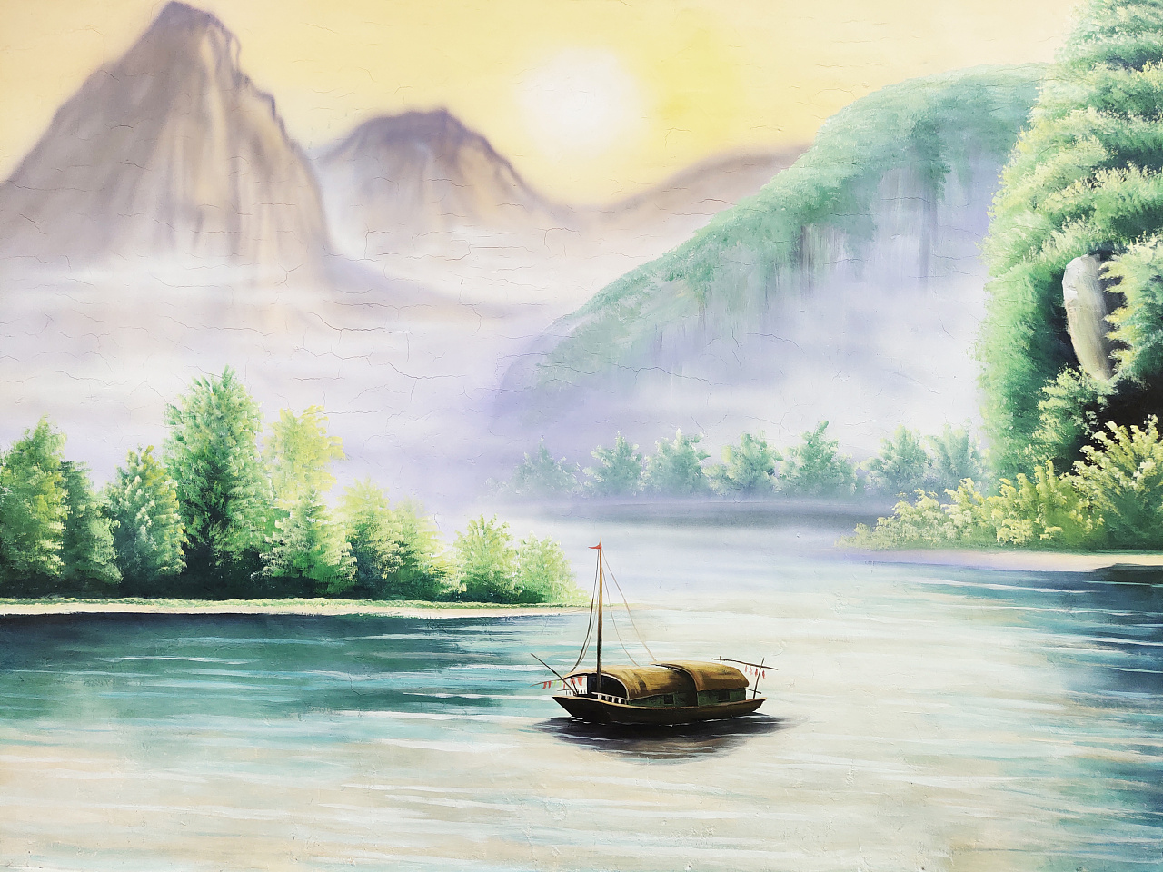 油画长城油画山水绿水青山社区文化保护环境村规村史