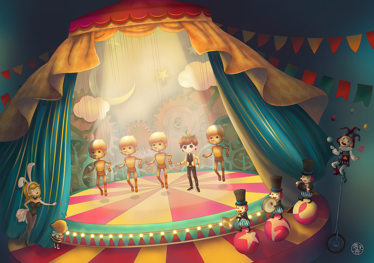 马戏团|插画|儿童插画|_落落_ - 原创作品 - 站酷 (ZCOOL)