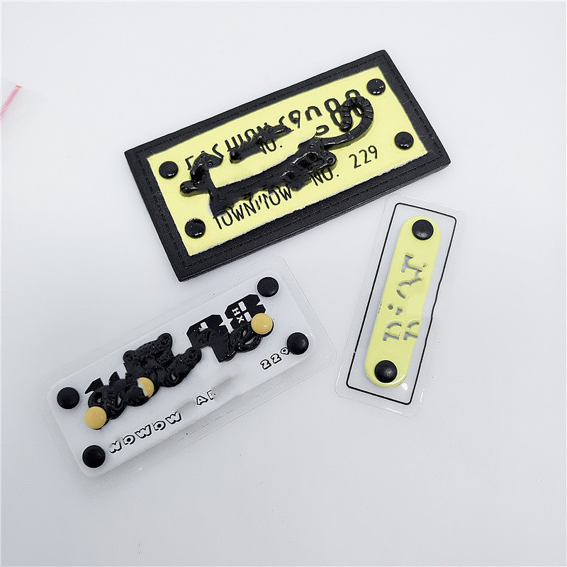 金属唛头标连体LOGO软皮标签商标定做织标定制服饰领标