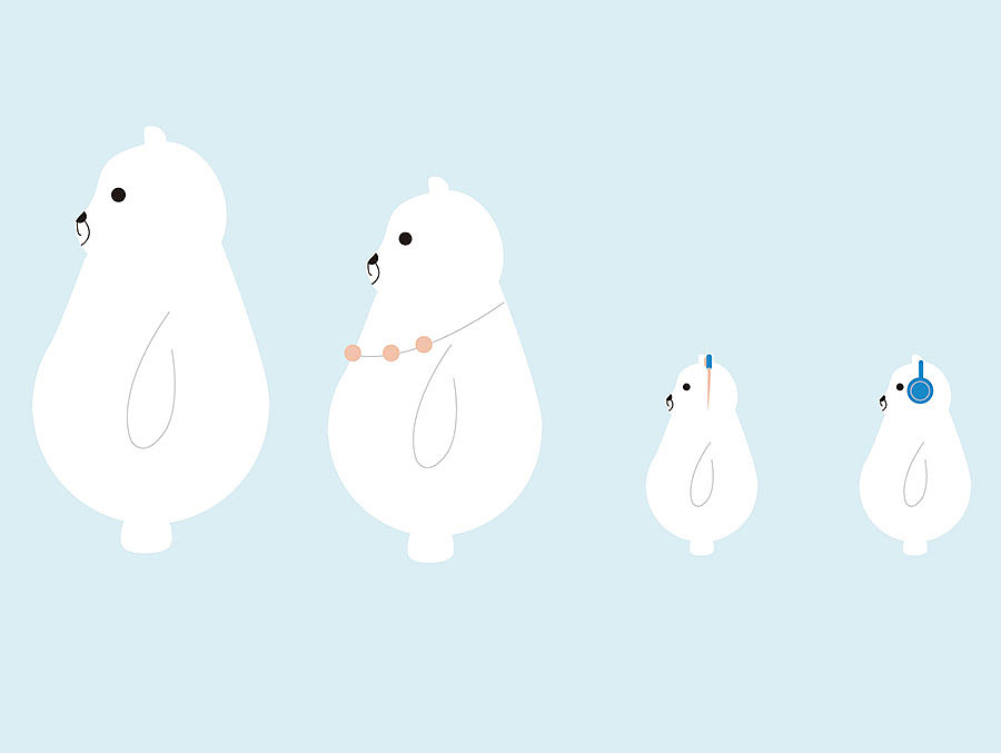 平平熊一家的侧面图