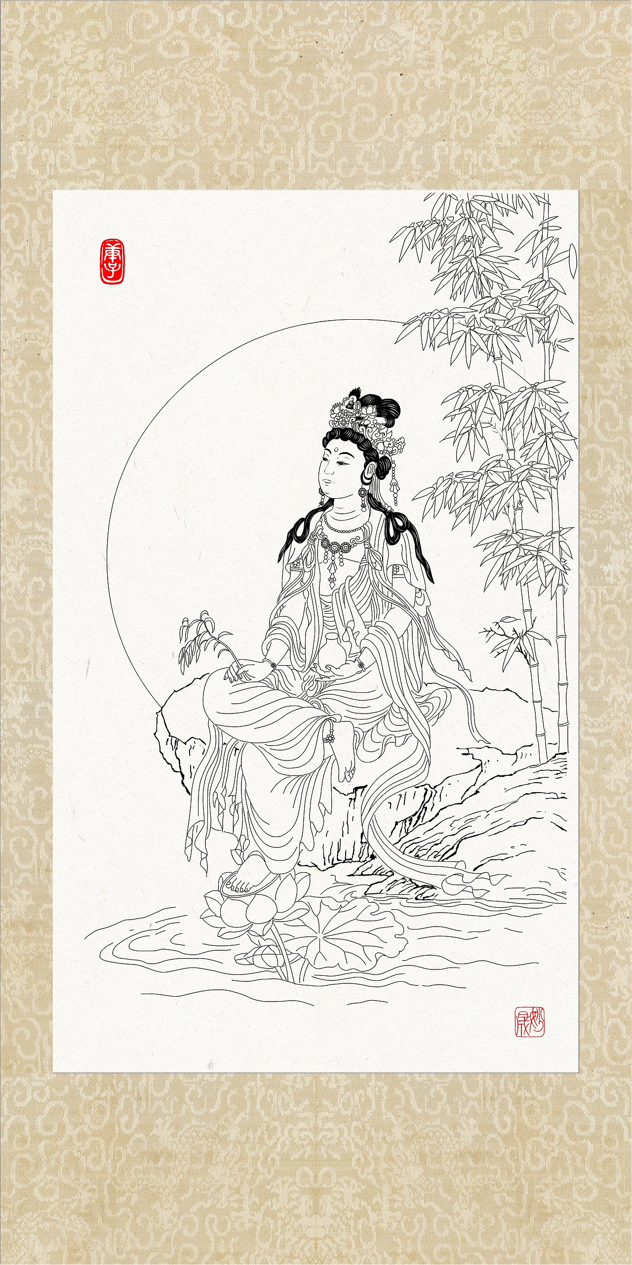 观音画像（图ZMTk5NzQ0NjMy） - 绘画 - 站酷设计师yjs20200220原创素材 - 站酷ZCOOL