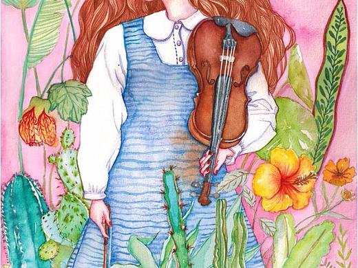 小提琴女孩（个人主页-ZNDE1Nzc2MjQ=） - 艺术插画 - 站酷设计师梵梵fine原创素材 - 站酷ZCOOL