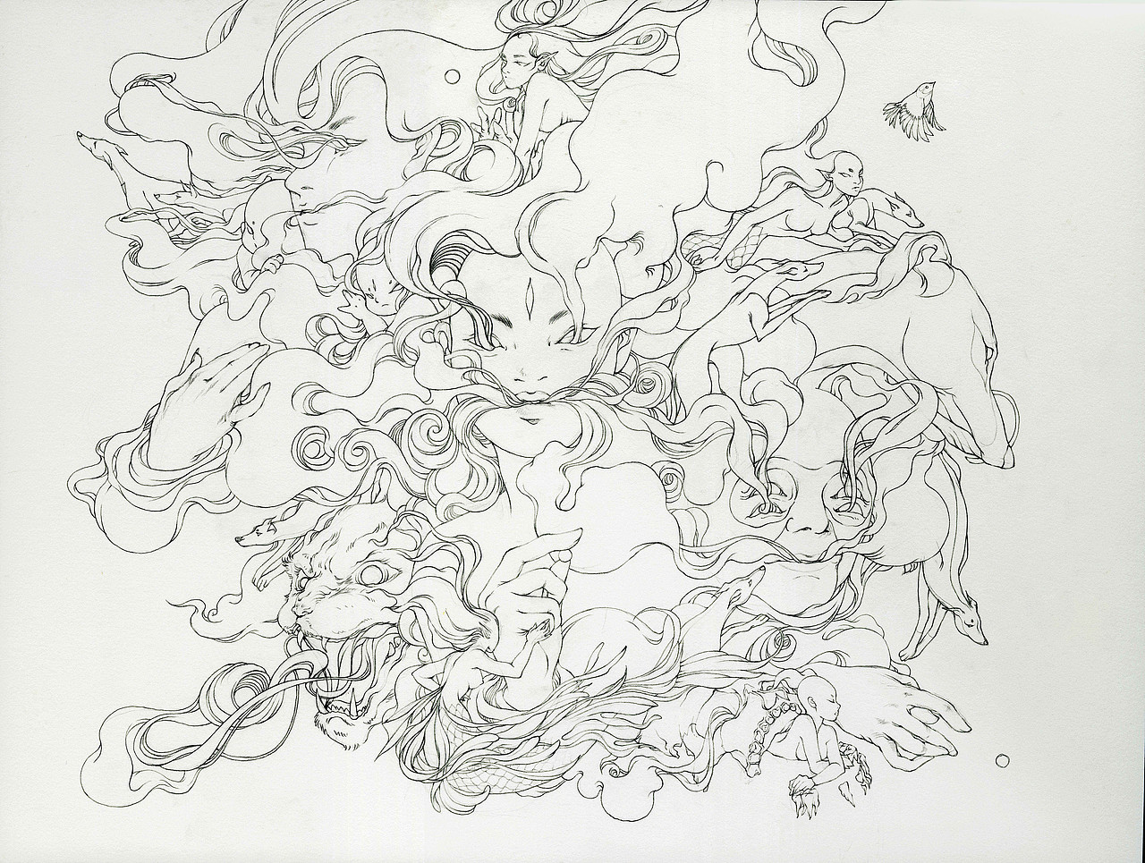 三魂七魄亦虚亦实,亦明亦暗,这其间的界限又如何明了。
<br>接下来再邀请赵清跟大家聊聊她的画与生活状态。其实这也是我、很多人所向往的艺术家生活。<br><br>创作中的赵清