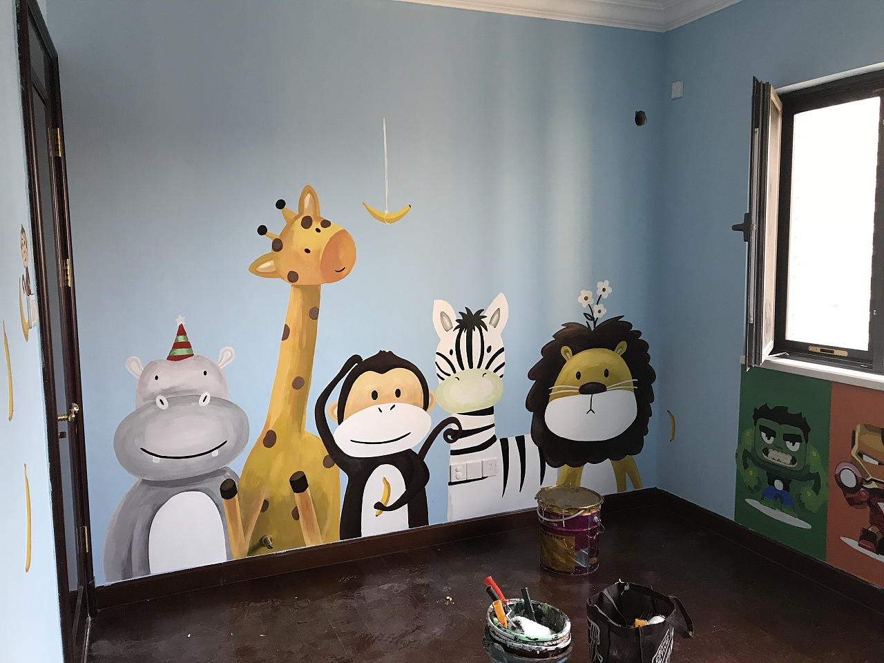 儿童房墙体彩绘 儿童房墙绘