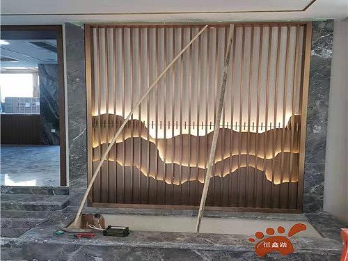无指纹拉丝玫瑰金不锈钢发光山峦屏风
