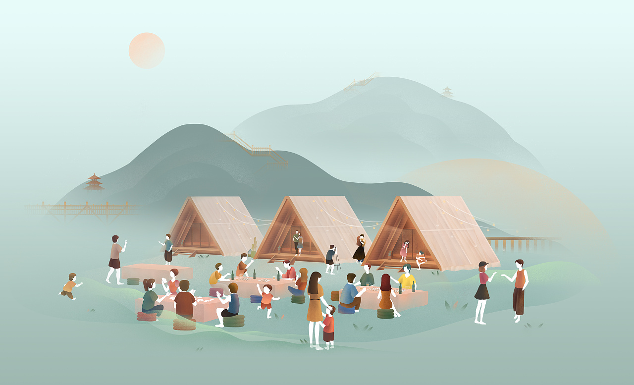 九如山民宿项目-插画部分|插画|商业插画|月卜凶 - 原创作品 - 站酷