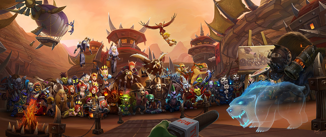 丨天火丨-魔兽世界插画-《Our Family of WOW》（图ZNjI2MjQzNjQ=） - 创作习作 - 站酷设计师天火Shawn原创素材 - 站酷ZCOOL